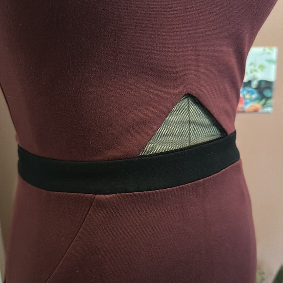 La Pina David Helwani Burgundy body con Peek-a-boo XS Sleeveless Sheath Dress - Picture 4 of 15